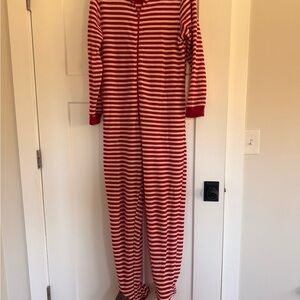 Nick & Nora Striped Red and White Pajama Suit